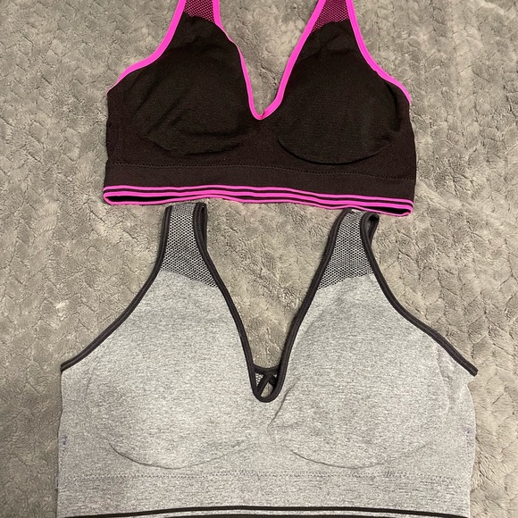 Other - (2) Yoga Bras W/Keyhole Design. Blk/Pink & Gry/Blk. Size 2X. Never Worn